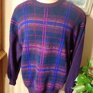 SCOTT OFFICER Made In Scotland Men's M Lambswool Sweater Plaid Flecked Pullover